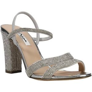 NWT Nina Sara Silver Embellished Dressy Sandal size 8.5